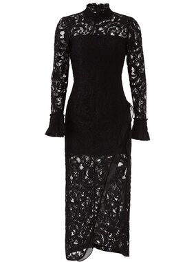 Alexis Fala Lace High Low Midi Dress Size XS Solid Black